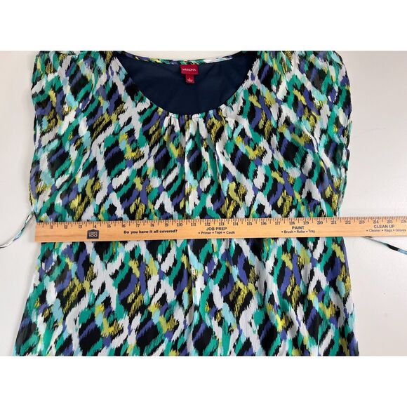 Merona Women's Multicolor Print Knee Length Dress Tie Belt Polyester Size L - Picture 7 of 12